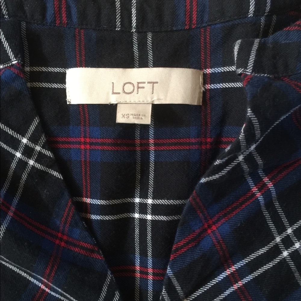 Loft Plaid Long Sleeve Blouse XS - Picture 3 of 4